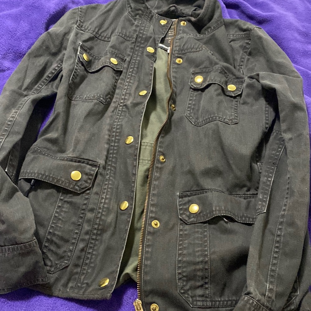 J Crew Green Military Jean jacket